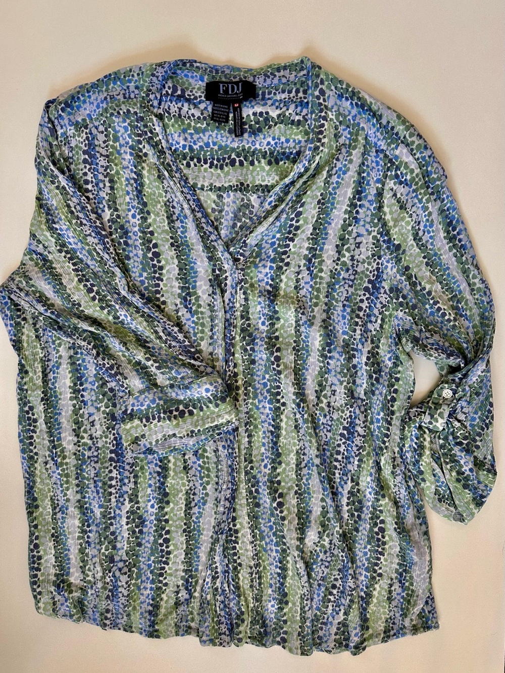 FDJ Men’s Green & Blue Patterned Button-Down Shirt